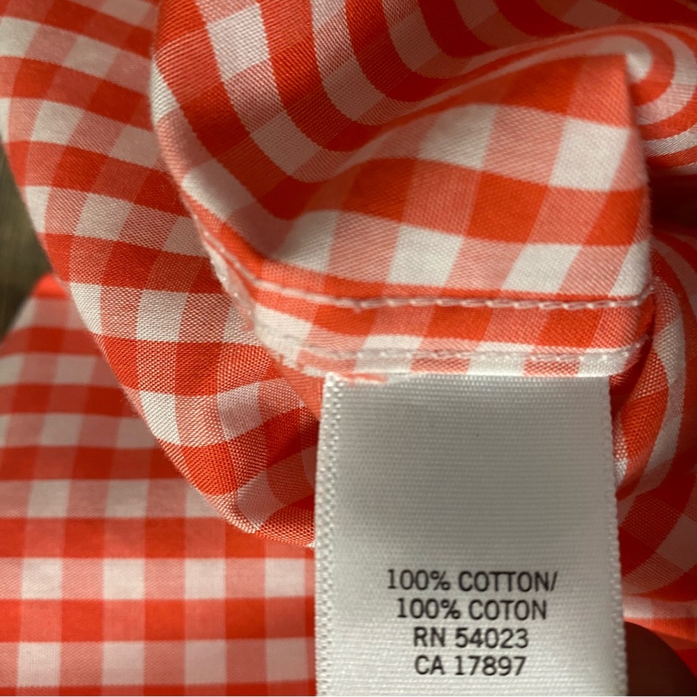 Banana‎ Republic Men's Orange Checkered Non Iron Tailored Slim Shirt 16-16 1/2 - Picture 9 of 14